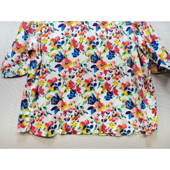 Woman Within Womens Tunic Blouse Top Size 2X Multicolor Floral Loose Fit Boho - Picture 12 of 14